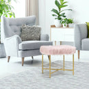 Faux Fur Ottoman Decorative Stool with Metal Legs by LJGDeals