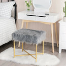 Faux Fur Ottoman Decorative Stool with Metal Legs by LJGDeals