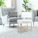 Faux Fur Ottoman Decorative Stool with Metal Legs by LJGDeals