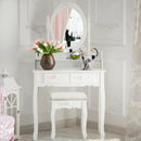 Wood Vanity Table Set with Oval Mirror and 4 Drawers for Kids Girls Women-White by LJGDeals