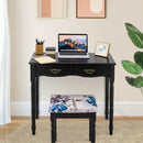 Simple Vanity Set with Tri-Folding Mirror Drawers and Storage Shelf by LJGDeals
