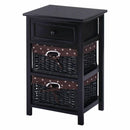 3 Tier Set of 2 Wood Nightstand with 1 and 2 Drawer by LJGDeals