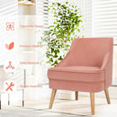 Mid Century Velvet Accent Chair with Rubber Wood Legs for Bedroom by LJGDeals