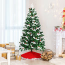 Unlit Snowy Hinged Christmas Tree with Mixed Tips and Red Berries