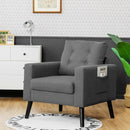 Mid-Century Upholstered Armchair Club Chair with Rubber Wood Legs by LJGDeals