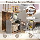 3-Tier End Table with Open Storage Shelf for Living Room Bedroom-Brown by LJGDeals