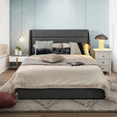 Upholstered Platform Bed Frame with 3 Storage Drawers by DirectDeals