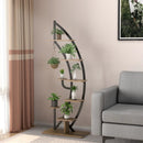 6-Tier 9 Potted Metal Plant Stand Holder Display Shelf with Hook-White by DirectDeals