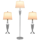 3 Piece Lamp with Set Modern Floor Lamp and 2 Table Lamps-Silver by LJGDeals
