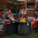 32 Inch Propane Fire Pit Table Square Tabletop with Lava Rocks Cover 50000 BTU-Black by LJGDeals