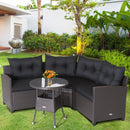 4 Pieces Patio Rattan Furniture Set Cushioned Sofa Glass Table by LJGDeals