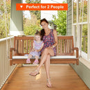 2-Person Hanging Porch Swing Wood Bench with Cushion Curved Back by LJGDeals
