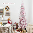 7 Feet Pre-Lit Snow Flocked Hinged Pencil Christmas Tree with 300 Lights and 8 Modes by LJGDeals
