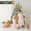 4.5 Feet Pre-Lit Premium Snow Flocked Christmas Tree with 150 Lights by LJGDeals