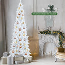 7 Feet Pre-Lit Hinged Pencil Christmas Tree White with 300 LED Lights and 8 Flash Modes by LJGDeals