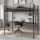 Twin Size Loft Bunk Bed with Desk Storage Shelf and Full Length Ladders-Black by LJGDeals