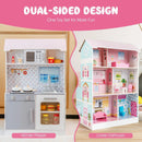 2-In-1 Double Sided Kids Kitchen Playset and Dollhouse with Furniture by LJGDeals