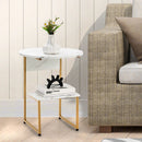 2-Tier Round End Beside Table with Metal Frame-White by LJGDeals