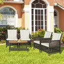 5 Pieces Patio Rattan Furniture Set Cushioned Sofa Armrest Wooden Tabletop-Off White by LJGDeals