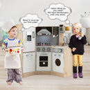 Kids Corner Wooden Kitchen Playset with Cookware Accessories by LJGDeals