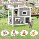 Outdoor 2-Story Wooden Feral Cat House with Escape Door-Gray by LJGDeals