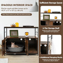 Wooden Cat Box Cabinet with with Metal Frame and Scratching Pad-Rustic Brown by LJGDeals