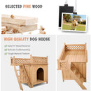 Wooden Dog House with Stairs and Raised Balcony for Puppy and Cat by LJGDeals