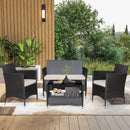 4 Pieces Patio Conversation Set with Soft Cushions and Tempered Glass Tabletop by LJGDeals