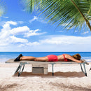 5-position Outdoor Folding Chaise Lounge Chair-Beige by LJGDeals