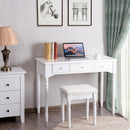 Makeup Dressing Table with Tri-Folding Mirror and Cushioned Stool for Women by LJGDeals