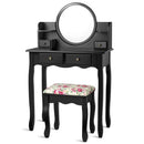 Makeup Vanity Table Set Girls Dressing Table with Drawers Oval Mirror by LJGDeals