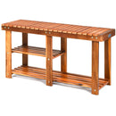 3-Tier Freestanding Wooden Shoe Organizer with Seat by LJGDeals