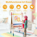 All-in-One Wooden Height Adjustable Kid's Art Easel with Magnetic Stickers and Paper by LJGDeals