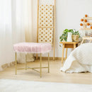 Faux Fur Ottoman Decorative Stool with Metal Legs by LJGDeals