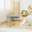 Faux Fur Ottoman Decorative Stool with Metal Legs by LJGDeals