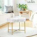 Faux Fur Ottoman Decorative Stool with Metal Legs by LJGDeals