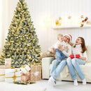 6 Feet Pre-lit Snow Flocked Hinged Christmas Tree with 928 Tips and Metal Stand by LJGDeals