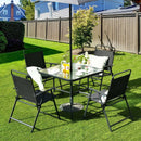 6 Pieces Patio Dining Set with Umbrella-Gray by LJGDeals