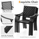 3 Pieces Patio Dining Set Stackable Chairs Armrest Table with Umbrella Hole by LJGDeals