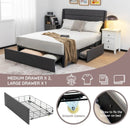 Upholstered Platform Bed Frame with 3 Storage Drawers by LJGDeals