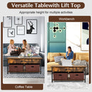 Lift Top Coffee Table Central Table with Drawers and Hidden Compartment for Living Room