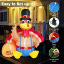 6 Feet Thanksgiving Inflatable Turkey with Pumpkin Fall Harvest Decor with Lights by LJGDeals