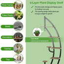 6-Tier 9 Potted Metal Plant Stand Holder Display Shelf with Hook-White by LJGDeals