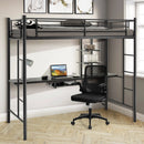 Twin Size Loft Bunk Bed with Desk Storage Shelf and Full Length Ladders-Black by LJGDeals