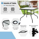 35 Inch Patio Dining Square Tempered Glass Table with Umbrella Hole by LJGDeals