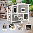 Outdoor 2-Story Wooden Feral Cat House with Escape Door-Gray by LJGDeals