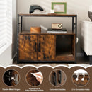 Wooden Cat Box Cabinet with with Metal Frame and Scratching Pad-Rustic Brown by LJGDeals