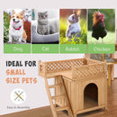 Wooden Dog House with Stairs and Raised Balcony for Puppy and Cat by LJGDeals