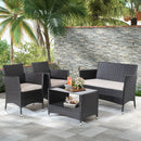 4 Pieces Patio Conversation Set with Soft Cushions and Tempered Glass Tabletop by LJGDeals