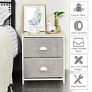 Metal Frame Nightstand Side Table Storage with 2 Drawers-Gray by LJGDeals